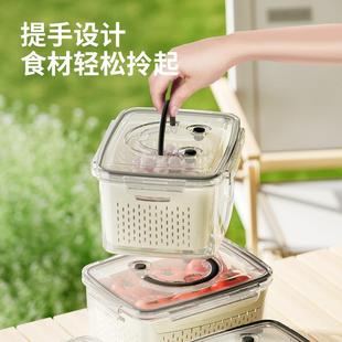 手提沥水篮家用厨房洗菜塑料滤水冰箱整理水果蔬菜保鲜防尘收纳盒
