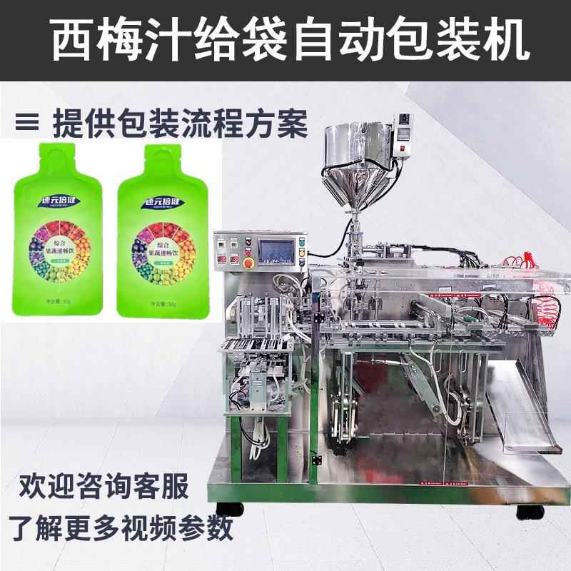 双列水平给袋果汁包装机 酸枣仁浓缩液灌装机 西梅汁包装机定制