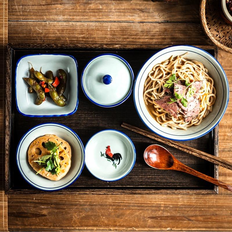 面碗面馆专吃饭碗的个人专用一套碗盘碟RZD餐具套装碗鸡公碗商用