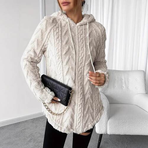 Women's hooded long sleeved sweatshirt jacket with