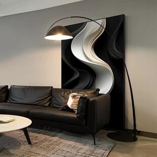 现代简约装饰画画意式极简黑白灰高档挂画画抽象艺术壁画画客饭厅