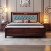 乌金木新中式 实木床轻奢现代简约双人大床主卧室1.8m高箱储物婚床