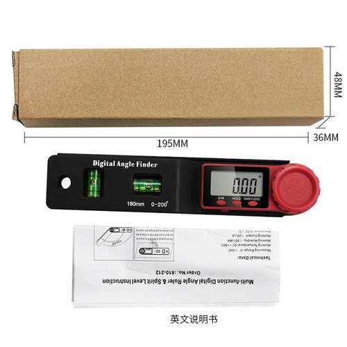新款2合1迷你水平尺角度尺量角器木工角尺游标数显卡尺测量角度