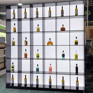 不锈钢展示柜压克力发光背板金属柜酒店装饰钢板柜会所红酒柜