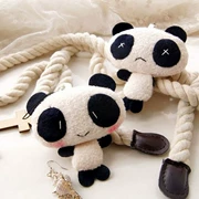 Panda dễ thương chuỗi điện thoại di động nhỏ treo điện thoại di động mặt dây chuyền sang trọng kẻ sọc cửa hàng nguồn phụ kiện túi treo đồ trang trí - Phụ kiện điện thoại di động