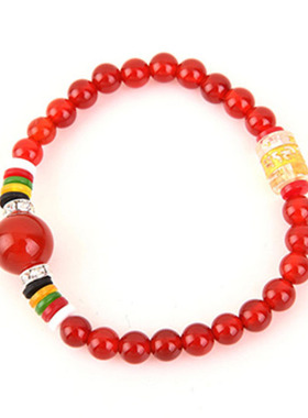 天然红玛瑙转运珠六字真言手串