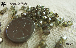 日本KIWA贵和制作所 捷克水晶 菱形切面珠4mm 绿茶色 10颗装