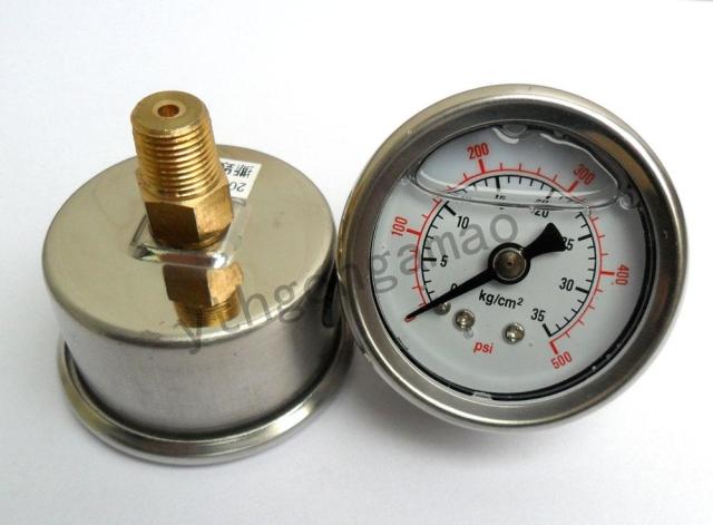 不锈钢耐震压力表YN-40Z 0-35KG/PSI，水压表，油压表,1分牙