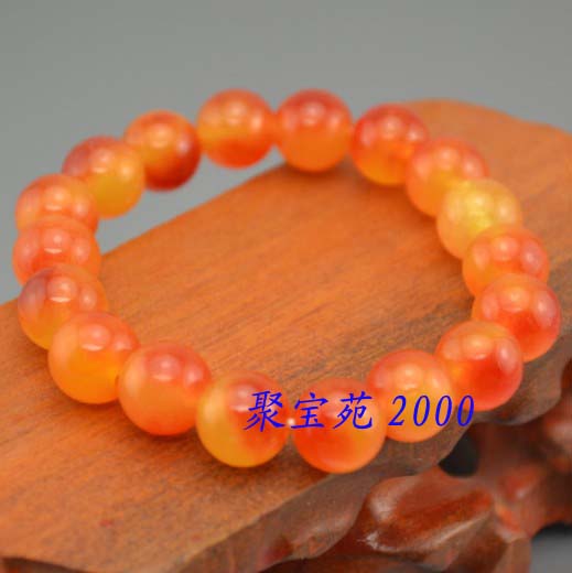 仿鸡血玉手链10MM圆珠手链男女款鸡血石玉石手串石英岩玉手饰配饰