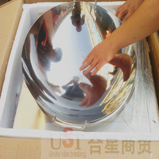 双耳酒店家用40-60cm加厚无涂层不粘锅具不锈钢大炒锅爆炒锅包邮