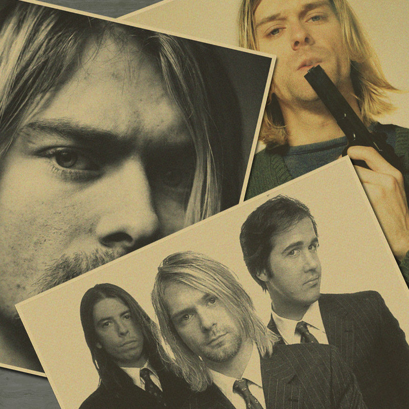 柯本涅槃乐队主唱 怀旧复古牛皮纸经典电影摇滚海报 装饰贴挂画芯