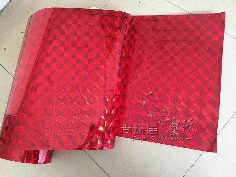 新款嘉丰牌45CM窗户贴膜玻璃纸镭射金红色方框中不透光不透明窗纸