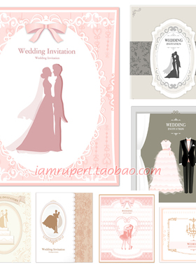 矢量AI素材 复古欧式花纹婚礼请柬邀请卡背景水牌海报迎宾卡Y309