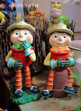 工艺美国乡村风树脂古董彩绘摆件