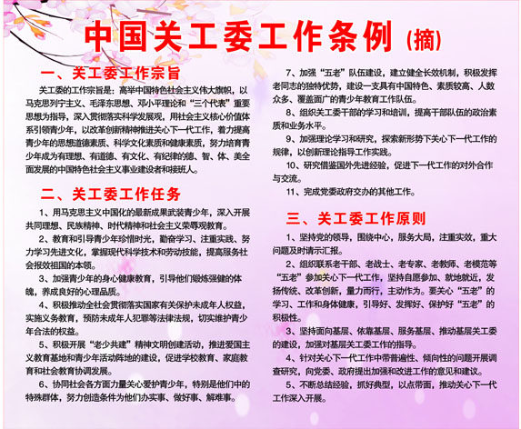 611海报印制海报展板素材140中国关工委工作条例宣传专栏