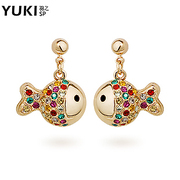 YUKI network female Crystal jewelry earrings diamond earrings and lovely fresh fish Korea Korean fashion original