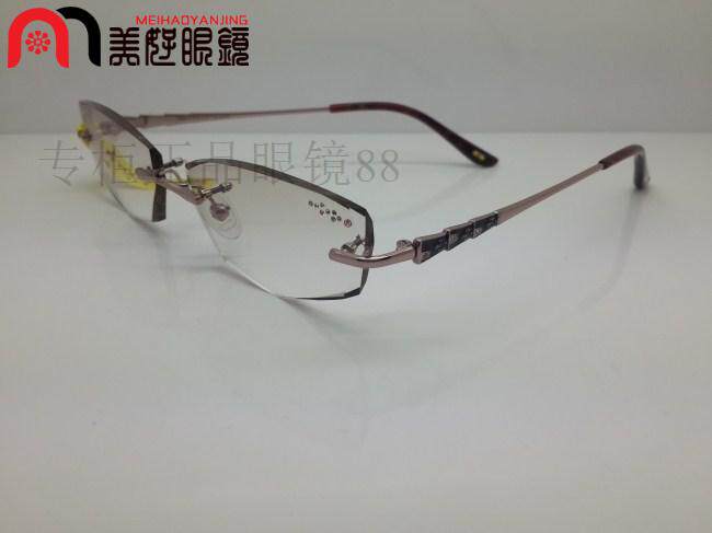 韩国正品YOUCAN云克眼镜5193无框切边镶钻雕花水晶钻石彩色定制女