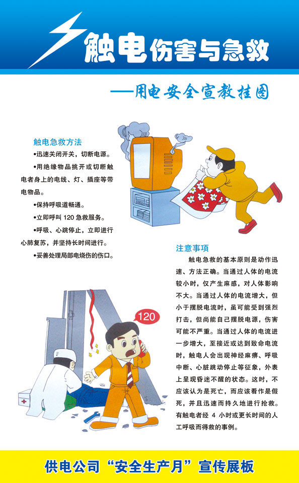 海报印制336急救展板88触电伤害与急救-用电安全宣教挂图(1)