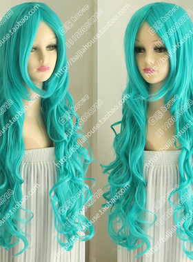 cos假发 青绿色长卷发 美少女战士  海王满 蔷薇少女 金丝雀假发