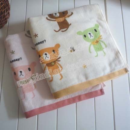 外贸纯棉细腻割绒印花小熊扑蜜蜂纯棉儿童浴巾微瑕便宜,居家布艺,浴巾,淘宝优惠券,粉丝福利购,淘宝优惠卷