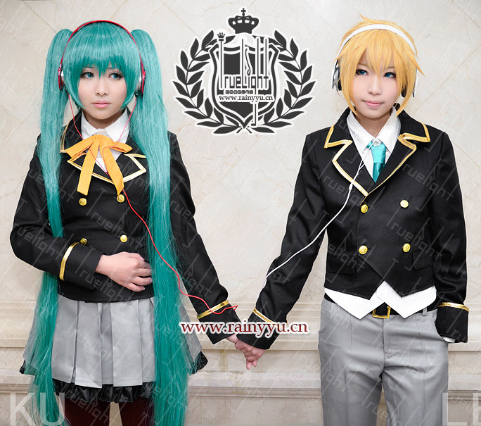 原版Cosplay初音spice! MIKU校服版V家镜音连CP制服装画师たま图