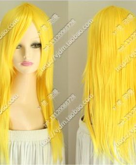 柠檬黄色长直发 加长刘海 鹅黄 长发 高温丝 御姐cosplay假发假毛