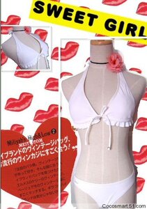 亏本清仓！外贸 防紫外线 纯色 白色 水钻背扣 比基尼 温泉 泳衣