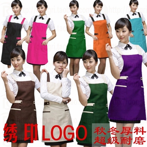 新款韩版时尚连锁烘焙店西餐咖啡厅工作服便利超市围裙定制LOGO