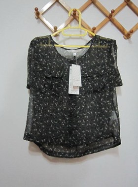 专柜正品香港It旗下B加AB灰色短款宽松雪纺上衣原719元