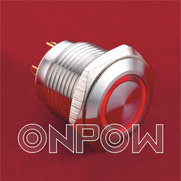 ONPOW中国红波自复环形带灯12V金属按钮GQ16系列