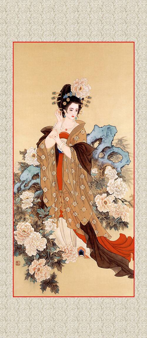 中国古典四大美人图四大美女中国风装饰画挂画贵妃醉酒35x80