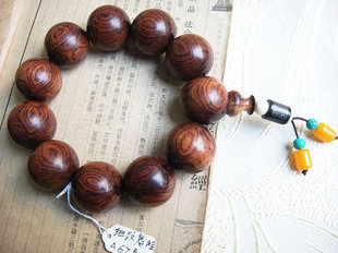 马狮麟海南黄花梨手串手链 25mm蜘蛛纹鬼脸海黄佛珠A67号
