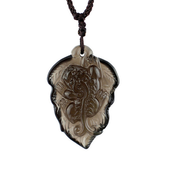 天然黑曜石一夜暴富貔貅吊坠 冰种黑曜石貔貅项坠