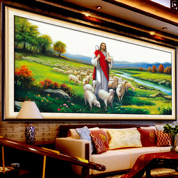 耶稣牧羊图天主教5D钻石画新款2019年基督教2018满钻点十字绣客厅|ruв категории домашний ткань, вышивка крестом и инструментов, принадлежностей, вышивка крестом suite - от Buy2taobao.com для оказания профессиональной услуги покупки агента Taobao