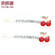 Ya-na Korean cute rhinestone cherry clips side clips to clip a clip fringe hair clip Q0653