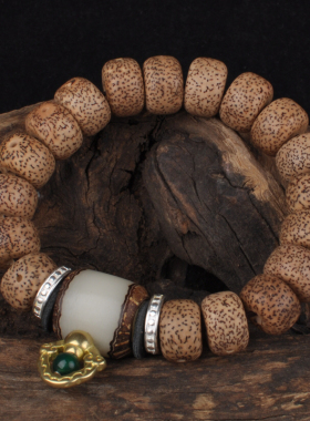 福安阁 牟尼子大冰花老籽星月菩提子手串佛珠手链