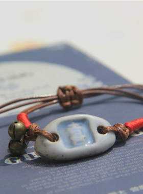 民族风编织红色配饰铃铛情侣手链