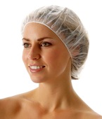 蓝 佑宁一次性无纺布帽子防尘头套无尘网帽工作帽头罩100只白 包邮