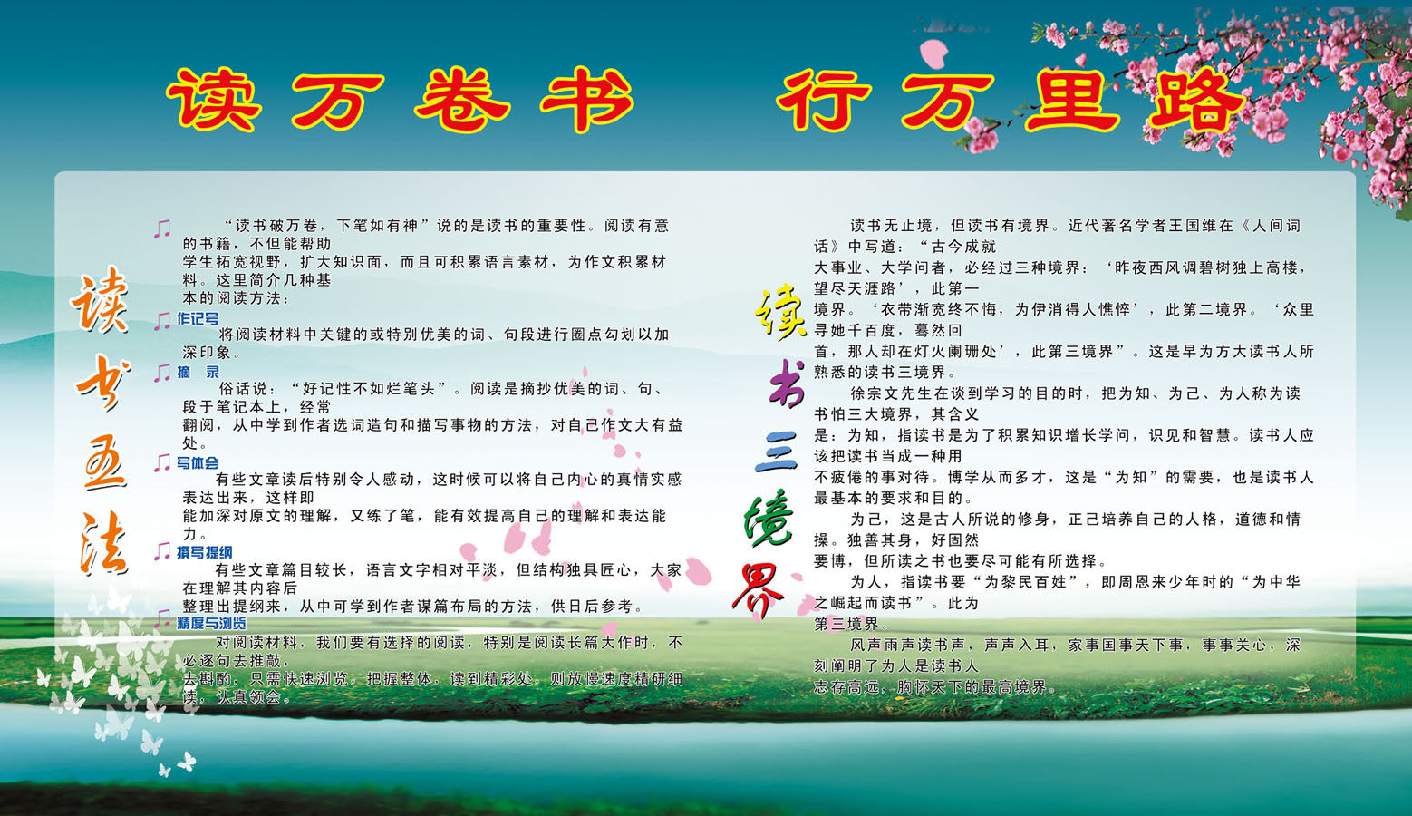 海报印制427办公装饰展板素材51读书方法五法读书三境海报定制