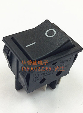 台湾船型开关 进口船型KCD4 黑色4脚2档翘板开关 R-210-C5N-BB