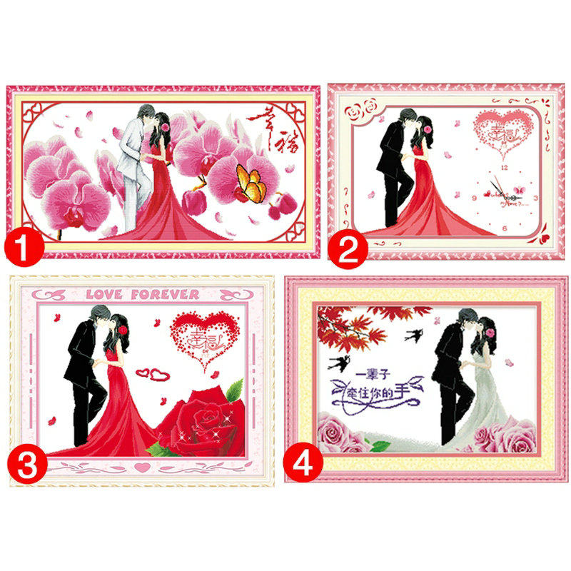 印花幸福的约定十字绣结婚喜庆十字绣画挂钟表画2021新款客厅卧室|ruв категории домашний ткань, вышивка крестом и инструментов, принадлежностей, вышивка крестом suite - от Buy2taobao.com для оказания профессиональной услуги покупки агента Taobao