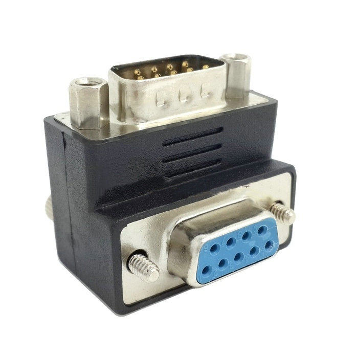 DB-017 下弯RS232 DB 9针串口 DSUB公对母带螺丝90度转换头转接头