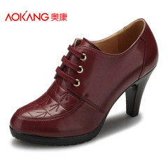 Aokang shoes fashion new style leisure cowhide thick with British air comfort and ankle shoes authentic bag-mail