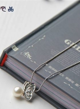 韩版闪钻蝴蝶小圆珠饰品吊坠项链