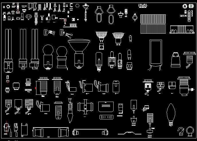灯具常用cad配件图纸(工程灯具代画)吸顶盘led布局图库
