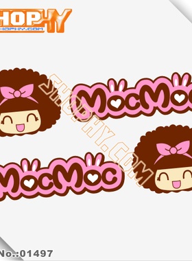 [SHOPHY车贴贴纸]01497反光贴Mocmoc~摩丝娃娃对贴25CM