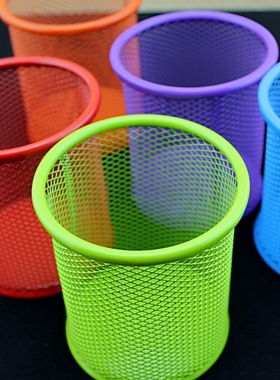 办公文具 黑色圆形铁网格笔筒  2.5元 0.15KG/个 批发