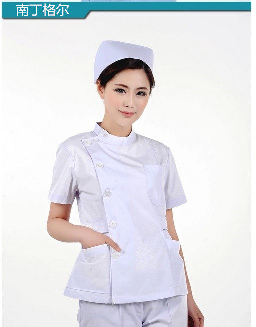 护士服夏装短袖白色粉色医院美容师分体套装 牙科工作服套装制服