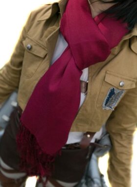 进击的巨人三笠·阿克曼 酒红围巾Cos配件通用款仿羊绒现货包邮
