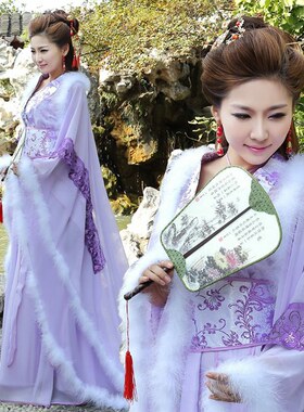 高档古装服装仙女 紫色唐装汉服飘逸古代戏服cosplay公主服装拖尾